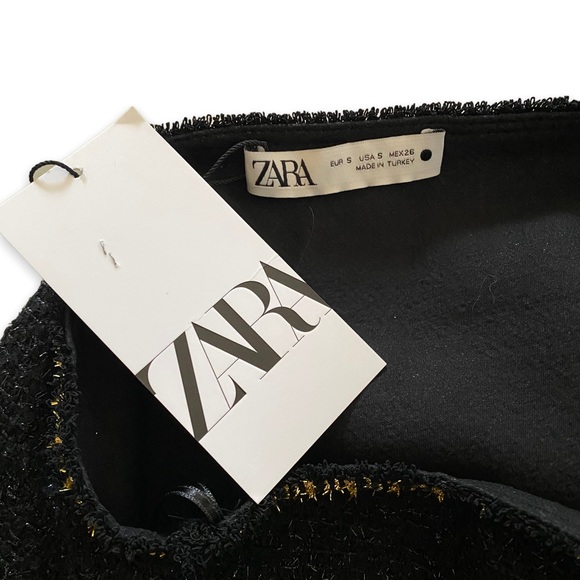 ZARA Black Gold One Shoulder Dress Blogger Favorite Size Small - Picture 9 of 10